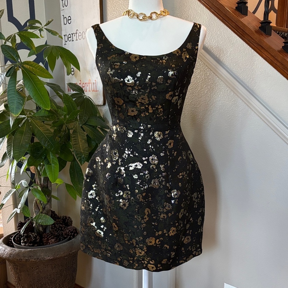 Asos Elegant Green, Blk and Gold Floral Dress - Picture 1 of 8